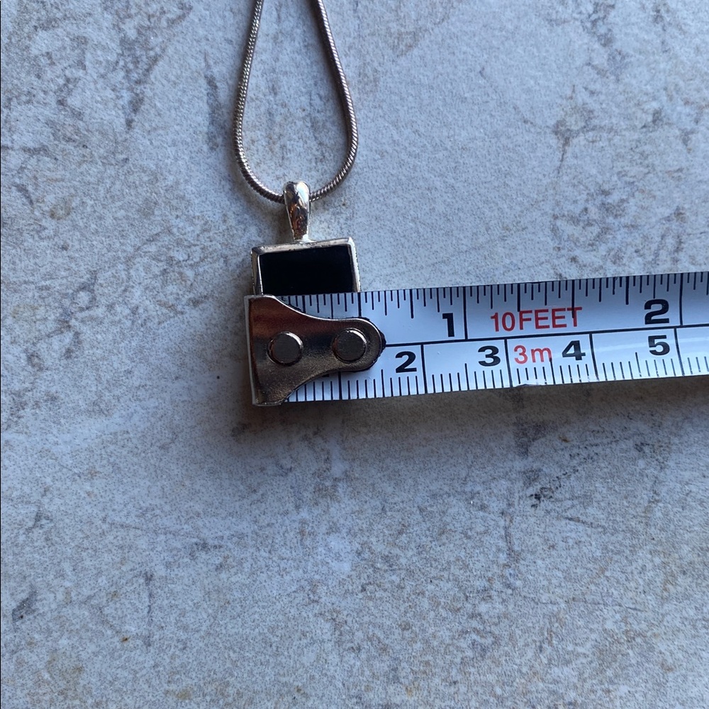 Onyx Rectangular Silver Encased Necklace - image 8
